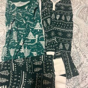 LC Lauren Conrad Festive Green and Cream Kids Pajama Set